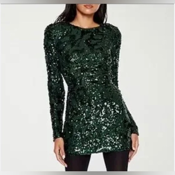 NEW Forever 21 Emerald Sequin Dress - Picture 1 of 7